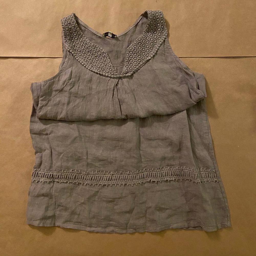 Via Signoria taupe linen shift dress sz S. NWOT.